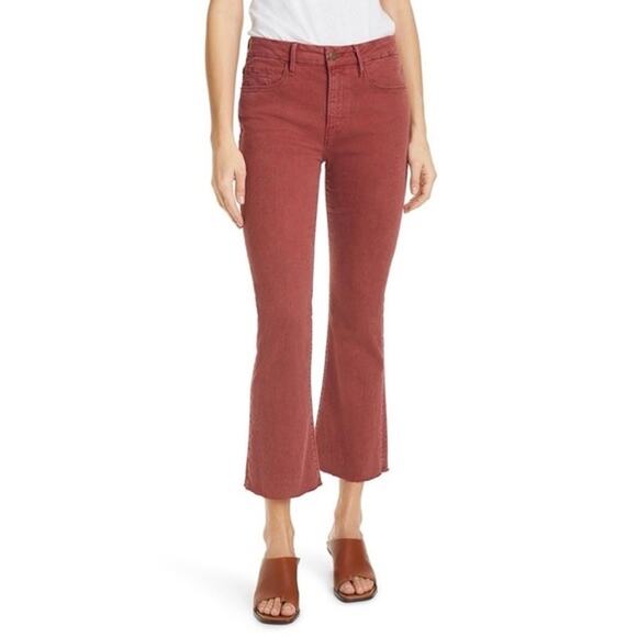Frame Le Crop Mini Boot Cut Washed Redwood Stretch Denim Jeans SZ 27 - Picture 1 of 10